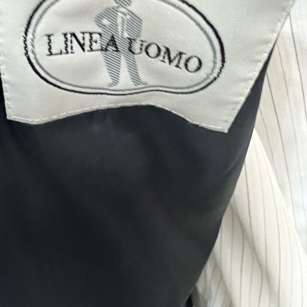 LINEA UOMO MENS DRESS BLAZER 100% WOOL SIZE 42R PINSTRIPE NAVY BLUE AM☑️ - Picture 4 of 11